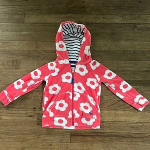 Mini Boden Coral Red Floral Toweling hoodie